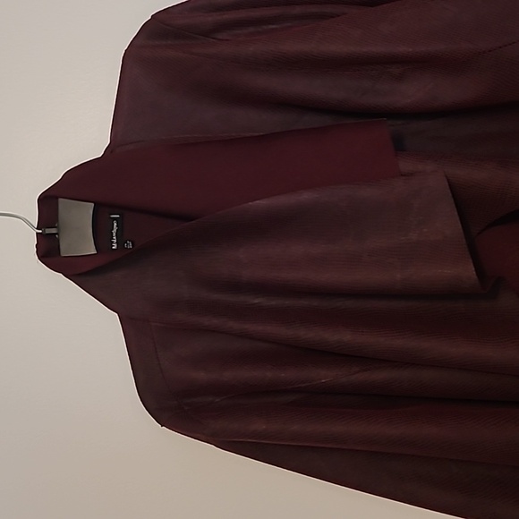 Catherine Malandrino dark burgundy faux leather open jacket Sz 2X - Picture 8 of 10